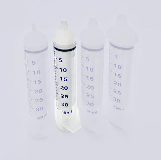 Puppywarmer Latchons small threaded syringe feeding nipple five pack.